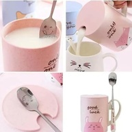 Caneca Infantil BPA FREE com Alça e Colher em Aço Inox - Design Coelho - imagem 4