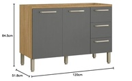 Balcão Gabinete de Pia 120 cm Ametista Kits Paraná - Freijó Gris - imagem 3
