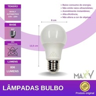 Kit 10 Lâmpadas LED Bulbo 9W Branca Fria 6500K E27 Bivolt - Iluminação Potente e Econômica - imagem 4