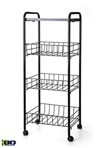 Fruteira de Chão 3 Andares com Rodinhas e Cesto Removível - Design Moderno e Prático - imagem 4