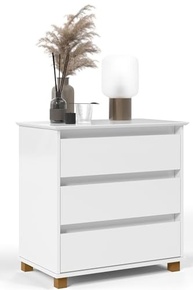Mini Cômoda Criado Mudo Mesa de Cabeceira com 3 Gavetas em Madeira Branca - Design Moderno e Funcional - imagem 2