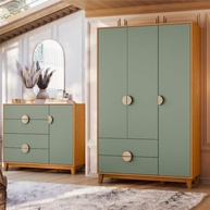 Conjunto de Quarto com Guarda-roupa e Cômoda Ipê Cinamomo/sálvia - Design Moderno e Funcional - imagem 2