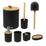 Kit Banheiro 6 Peças em Preto com Bambu – Moderno e Funcional - imagem 2