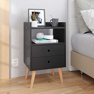 Conjunto Mesa de Cabeceira Retro com 2 Gavetas - Design Moderno e Funcional para seu Quarto - imagem 3