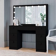 Penteadeira Ditália 7 Gavetas Preto com Kit Luz Camarim - Design Moderno e Funcionalidade Premium - imagem 3