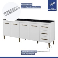 Balcão Atenas 4 Portas e 3 Gavetas Kaiki Móveis – Design Elegante e Funcionalidade Premium - imagem 4