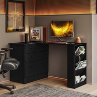 Cômoda com Mesa Giratória Gamer Preto Qmovi - Design Moderno e Funcionalidade para Jogadores - imagem 1