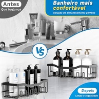 Kit 4 Prateleiras Banheiro Sem Furo - Aço Inox Antiferrugem, 18kg, Adesivo 3M - imagem 5