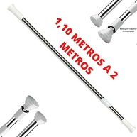 Varão Extensível para Cortina e Box 1,10m a 2,00m - Alumínio com Ponteiras, Instalação sem Furos - imagem 2