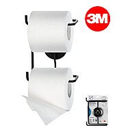 Suporte Papel Higiênico 3M: Duplo, Preto e Sem Furos - imagem 2