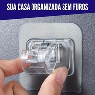 Suporte Adesivo para Varão de Cortina Transparente - Kit com 10 Unidades Sem Furos - imagem 5