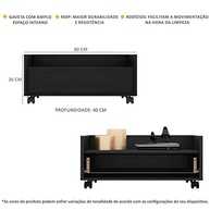 Balcão Gabinete para Banheiro 80cm com Rodízios - Multimóveis V2608 Preto - imagem 4