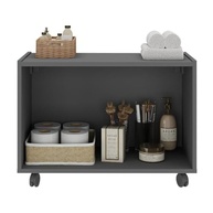 Gabinete Armário de Banheiro 62,5cm com Rodízios e 2 Portas - Design Moderno Grafite - imagem 5