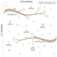 Adesivo de Parede Infantil Galhos e Pássaros Grande - Decore com Estilo e Segurança - imagem 3