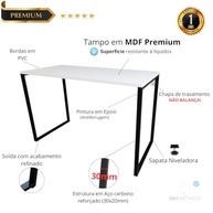 Mesa Escrivaninha Gamer Estilo Industrial 100x60cm MDF Premium Branco e Aço Carbono – Design Moderno para Jogos e Trabalho - imagem 4