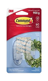 Gancho Adesivo Removível 3M Command Médio - 2 Unidades, 900g, Transparente - Ideal para Decorações de Natal e Guirlandas - imagem 2