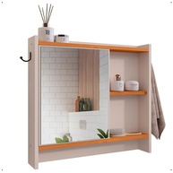 Armário com Espelho e Ganchos para Banheiro Genova - Design Moderno Off White - imagem 1