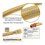 Kit Completo de Instalação de Gás com Mangueira Flexível em Latão 80cm - Registro e Adaptador Inclusos - imagem 3