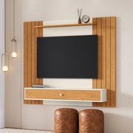 Painel Ripado para TV 43 Polegadas Berlim com Gaveta – Design Moderno Off White - imagem 2