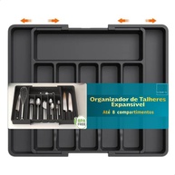 Porta Talheres Ajustável com 8 Divisórias - Organizador de Gaveta Preto para Cozinha - imagem 1