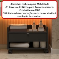 Armário de Banheiro Prisma com Gaveta, Nicho e Rodinhas - Design Moderno e Funcionalidade - imagem 5