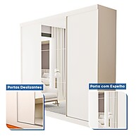 Guarda Roupa Casal Barcelona Branco com Espelho – 3 Portas e 4 Gavetas - imagem 2
