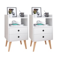 Conjunto Mesa de Cabeceira Retro com 2 Gavetas - Design Moderno para Quarto - imagem 1