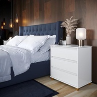 Mini Cômoda 3 Gavetas com Pés em Madeira - Organizador de Quarto Moderno (Branco) - imagem 3