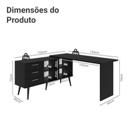 Escrivaninha Em L Mesa Gamer com 3 Gavetas - Design Moderno e Espaçoso para Home Office - imagem 3