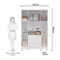 Guarda-Roupa de Bebê 4 Portas e 3 Gavetas Uli Móveis Peroba Branco Brilho – Organização e Estilo para o Quarto do Seu Pequeno - imagem 3