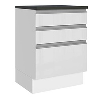 Balcão Madesa Acordes 60cm com 3 Gavetas em MDF Branco Brilho - Design Moderno e Resistente - imagem 2