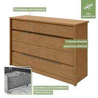 Cômoda 8 Gavetas Urban Espresso - Design Clean e Ampla Organização - imagem 4