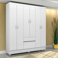 Guarda-Roupas Casal 6 Portas com 2 Gavetas Flash Branco - Organize seu Quarto com Estilo e Funcionalidade - imagem 3