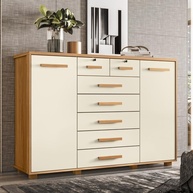 Cômoda 2 Portas 7 Gavetas Fontana Albatroz - Design Moderno em Carvalho Grife/off White - imagem 1