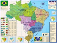 Mapa do Brasil Regional Gigante 117x89cm: Estudo e Decoração em Português - imagem 1