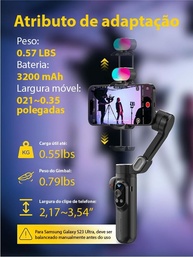 Estabilizador Gimbal 3 Eixos AOC~HUAN Smart X Pro com Tela OLED, Luz LED e Tripé - Leve suas Filmagens a Outro Nível! - imagem 4