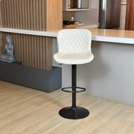 Banqueta Alta Giratória com Encosto em Couro PU – Estilo e Conforto Moderno para Cozinha e Bar (Bege) - imagem 5