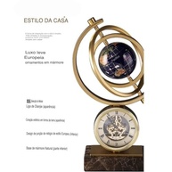 Globo Terrestre de Mármore com Estátua e Relógio - Ornamento de Luxo para Decoração Vintage - imagem 5
