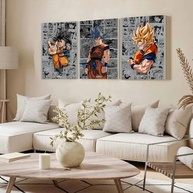 Kit 3 Quadros Decorativos Dragon Ball Goku Sayajin - Anime para Decoração Nostálgica - imagem 2