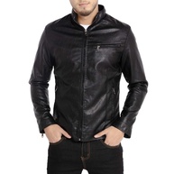WULFUL Jaqueta masculina de couro com gola alta para motocicleta, leve, de couro sintético - imagem 1