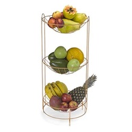Fruteira Tripla Redonda com Rodízios 30cm Rosé Gold - Design Moderno e Funcional - imagem 3