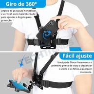 Suporte Peitoral TechTrends 360°: Capture Ações Incríveis com Celular e GoPro - imagem 5