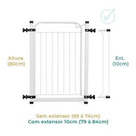Portão de Segurança com Grade Reforçada para Bebês e Pets | 69-74cm + Extensor 10cm - imagem 3