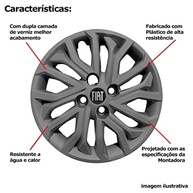 Kit 4 Calotas Aro 15 Grafite Fiat Mobi, Argo e Cronos - Design Esportivo e Logo 296cp - imagem 5