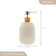 Porta Sabonete Líquido de Cerâmica Granilite Lines Branco 430ml - Design Moderno e Funcional - imagem 3