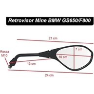 Espelho Retrovisor Mini GS F800 Haste Fixa Rosca Invertida - Ideal para Motos Naked Fazer, XTZ e Factor - imagem 3