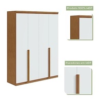 Guarda-Roupa Solteiro 4 Portas 2 Gavetas Alonzo - Design Clean Moderno em Amêndoa e Branco - imagem 4