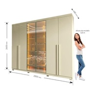 Guarda-Roupa Casal 6 Portas com LED e Pés - Imperatriz Reflecta em MDF Off White - imagem 3