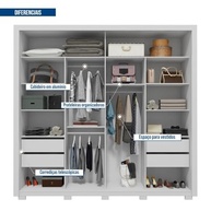 Guarda-Roupa Casal com Espelho 2P+4G Suburban Gold Espresso Móveis Branco - imagem 4
