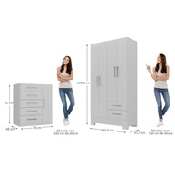 Quarto Infantil Completo com Guarda-Roupa 4 Portas e Cômoda Amy Espresso Móveis Branco - imagem 3